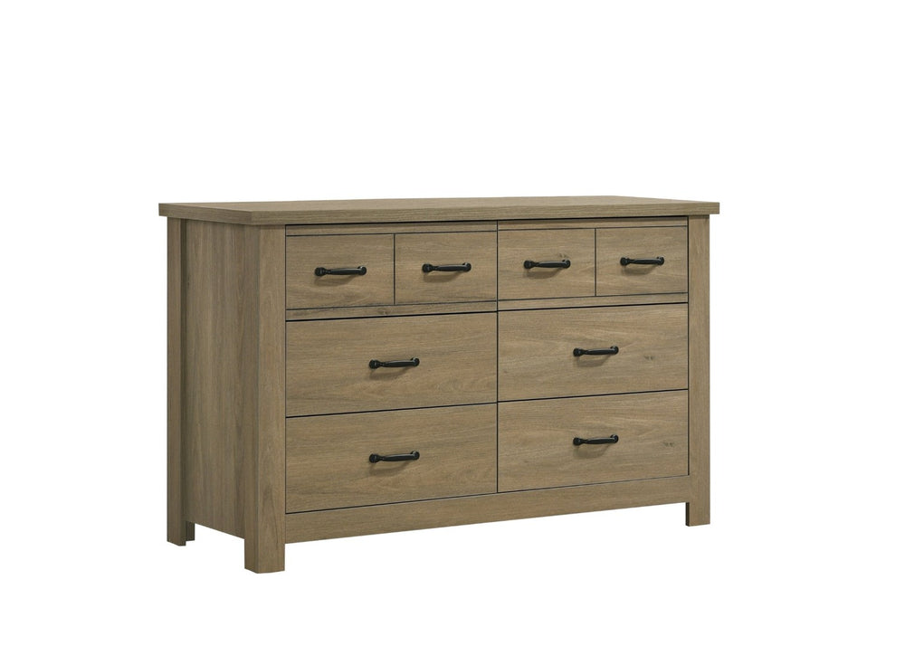 English Elm Finn Wide 6 Drawer Dresser in Coffee Gray Oak with Matte Black Hardware Bedroom Storage B061110743