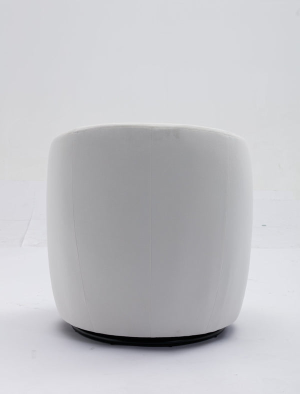 English Elm Velvet Barrel Swivel Chair with Black Metal Ring Base for Living Room Bedroom W52780816