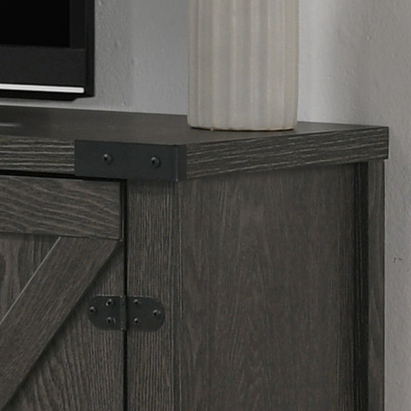 English Elm Salma Barn Style Media Console with Open Shelves Cabinets and Cable Management B061110711