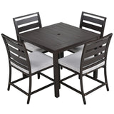 Hearth and Haven Norfolk Outdoor Dining Set for 4 People, Dark Brown