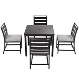 Hearth and Haven Norfolk Outdoor Dining Set for 4 People, Dark Brown