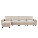 Hearth and Haven L Shape Sectional Sofa with Reversible Chaise, Beige