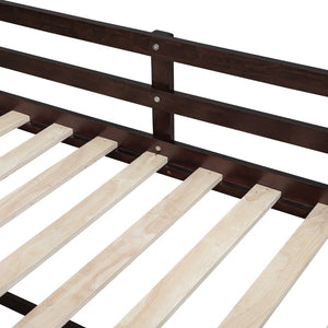 English Elm Twin Low Loft Bed with Rolling Desk Built in Shelving and Underbed Drawers for Kids Espresso LT000135AAP