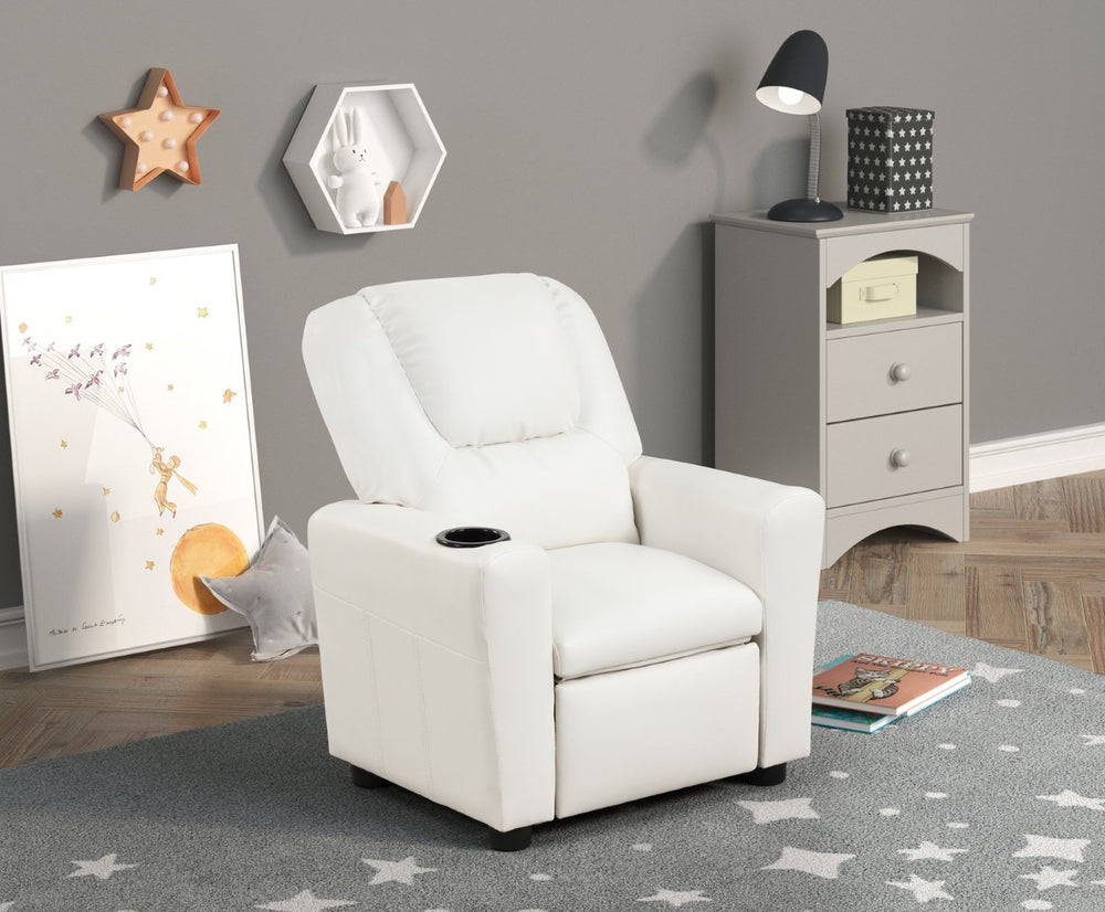 English Elm Marisa Youth Pu Leather Recliner with Cup Holder for Playroom or Bedroom B061110699