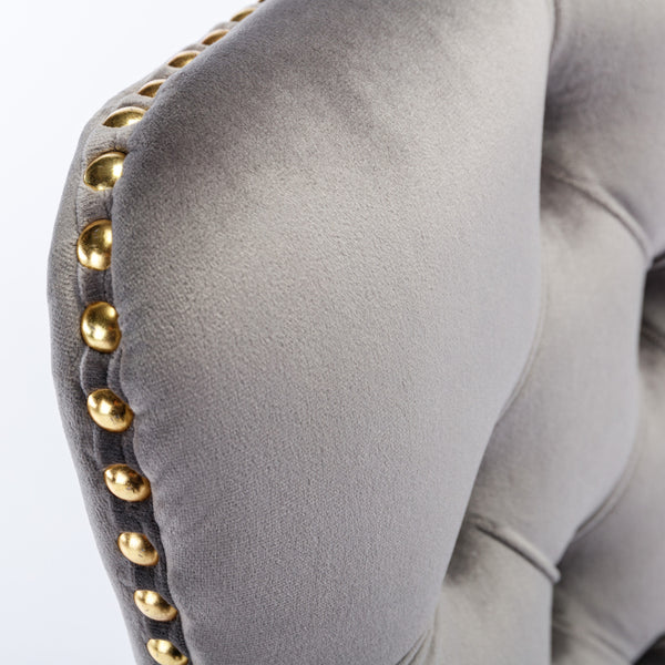 English Elm A&A Velvet Tufted Office Chair with Gold Metal Base — Adjustable Swivel Desk Chair, Luxurious Comfort Gray W114378930