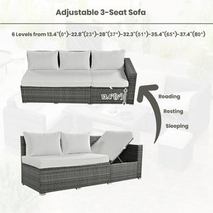 English Elm Topmax Outdoor Six Piece Pe Rattan Sectional Set with Storage and Glass Table N717S100005A