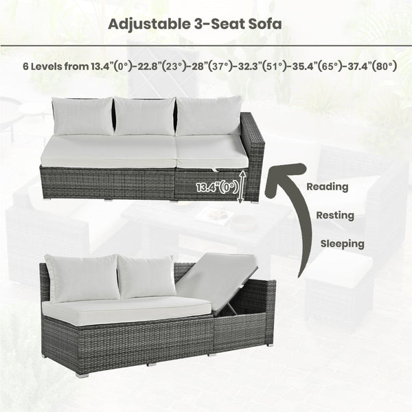 English Elm Topmax Outdoor Six Piece Pe Rattan Sectional Set with Storage and Glass Table N717S100005A
