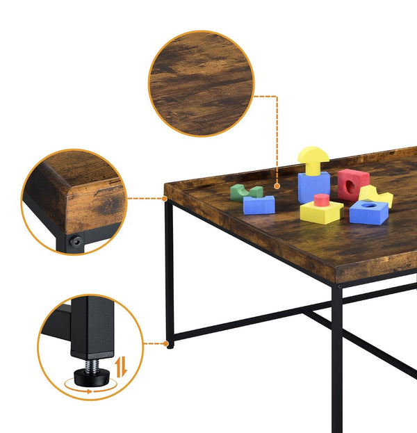 English Elm Vinny Square Coffee Table Set with Four Nesting Storage Stools for Modern Living Brown Oak B061110725