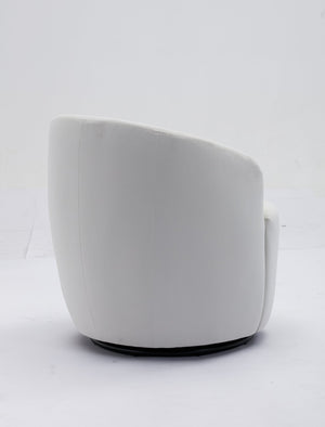 English Elm Velvet Barrel Swivel Chair with Black Metal Ring Base for Living Room Bedroom W52780816