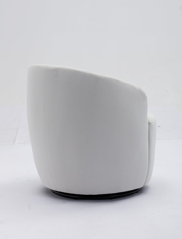 English Elm Velvet Barrel Swivel Chair with Black Metal Ring Base for Living Room Bedroom W52780816