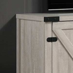 English Elm Salma Barn Style Media Console with Open Shelves Cabinets and Cable Management B061110712