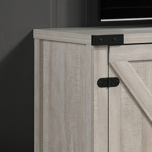 English Elm Salma Barn Style Media Console with Open Shelves Cabinets and Cable Management B061110712