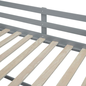 English Elm Twin Low Loft Bed with Rolling Desk Built in Shelving and Underbed Drawers for Kids Gray LT000135AAE