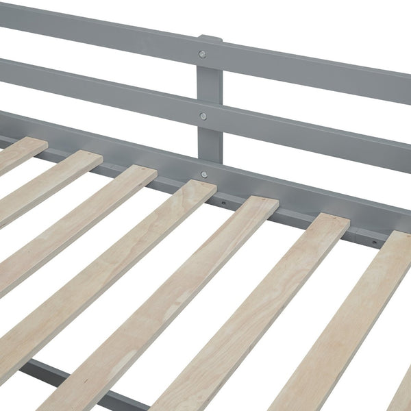 English Elm Twin Low Loft Bed with Rolling Desk Built in Shelving and Underbed Drawers for Kids Gray LT000135AAE