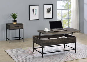 English Elm Cliff Lift Top Coffee and End Table Set with Black Metal Frame for Living Room B061S00716