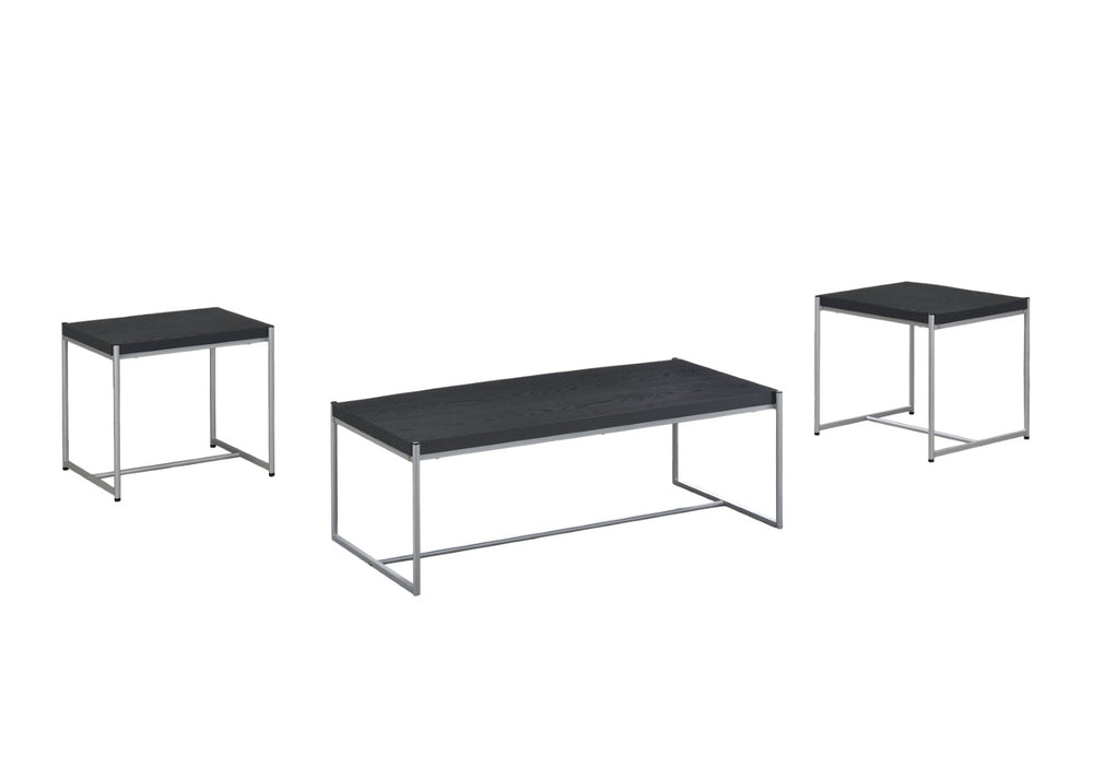 English Elm Lennox Matte Black Steel and Mdf 3 Piece Living Room Coffee End Table Set B061110732