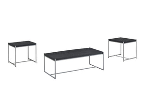 English Elm Lennox Matte Black Steel and Mdf 3 Piece Living Room Coffee End Table Set B061110732
