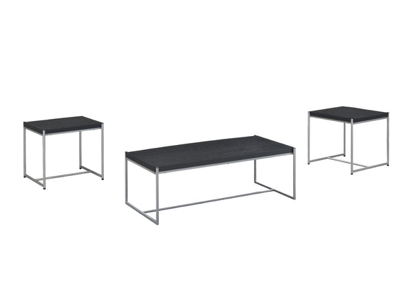 English Elm Lennox Matte Black Steel and Mdf 3 Piece Living Room Coffee End Table Set B061110732