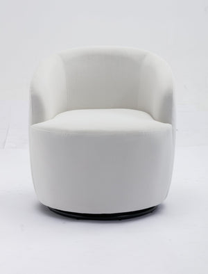 English Elm Velvet Barrel Swivel Chair with Black Metal Ring Base for Living Room Bedroom W52780816