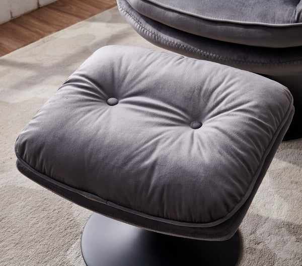 English Elm Swivel Velvet Lounge Chair with Ottoman Button Tufted 360 Degree Rotating Accent Seat W1805103943