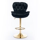 2-Pack Black Velvet Swivel Barstools: Adjustable Height, 18.90 x 22.00 x 42.90