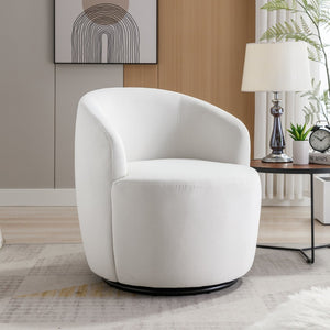 English Elm Velvet Barrel Swivel Chair with Black Metal Ring Base for Living Room Bedroom W52780816