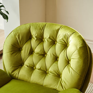 English Elm Swivel Lounge Chair with Ottoman Button Tufted Velvet Accent Seat for Living Room W1805103944