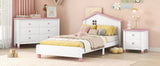 English Elm 3-Pieces Bedroom Sets Twin Size Platform Bed With Nightstand and Storage Dresser,White+Pink