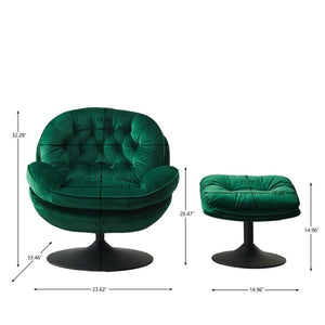 English Elm Swivel Lounge Chair Tufted Velvet Upholstery with Matching Ottoman for Living Room W1805103940