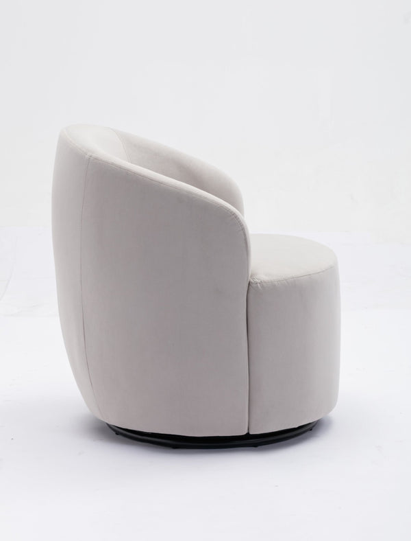 English Elm Velvet Barrel Swivel Chair with Black Metal Ring Base for Living Room Bedroom Gray W52780817