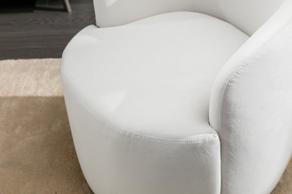 English Elm Velvet Barrel Swivel Chair with Black Metal Ring Base for Living Room Bedroom W52780816