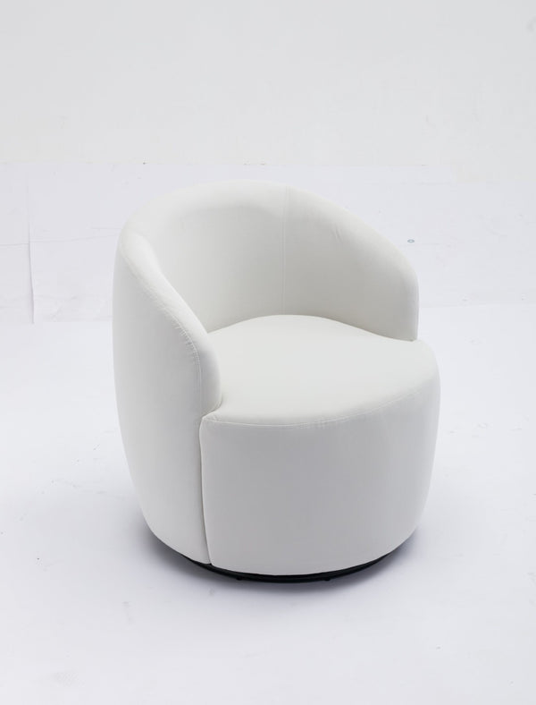 English Elm Velvet Barrel Swivel Chair with Black Metal Ring Base for Living Room Bedroom W52780816