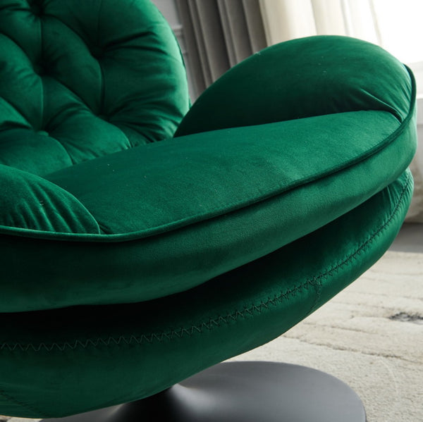 English Elm Swivel Lounge Chair Tufted Velvet Upholstery with Matching Ottoman for Living Room W1805103940