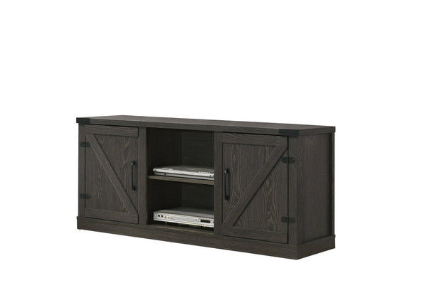 English Elm Salma Barn Style Media Console with Open Shelves Cabinets and Cable Management B061110711