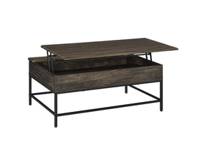 English Elm Cliff Industrial Lift Top Coffee Table with Hidden Storage and Black Metal Frame B061110733