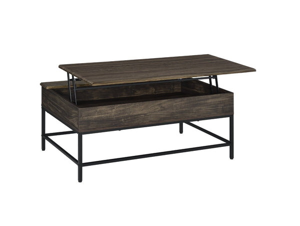 English Elm Cliff Industrial Lift Top Coffee Table with Hidden Storage and Black Metal Frame B061110733