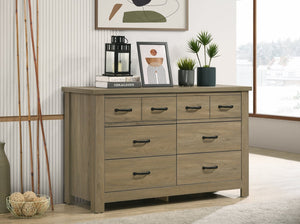 English Elm Finn Wide 6 Drawer Dresser in Coffee Gray Oak with Matte Black Hardware Bedroom Storage B061110743