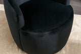 Hearth and Haven Velvet Fabric Swivel Accent Armchair Barrel Chair with Black Powder Coating Metal Ring, Black W52780812