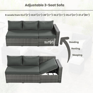 English Elm Topmax Outdoor Wicker Sectional Set with Storage Adjustable Seating and Tempered Glass Table Grey N717S100005E