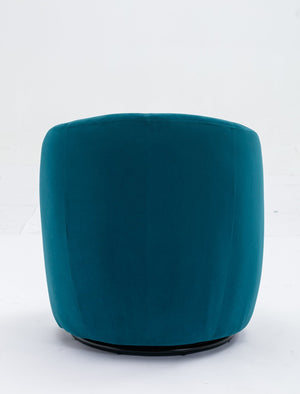 English Elm Velvet Barrel Swivel Chair with Black Metal Ring Base for Living Room Bedroom Teal W52780811