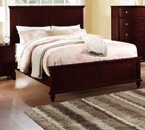 English Elm Queen Queen Size Bed Brown Cherry Finish Birch Veneer Plywood Rustic Panel Design Transitional Comfort B011S00333