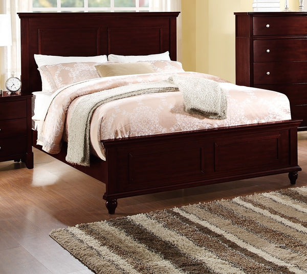 English Elm Queen Queen Size Bed Brown Cherry Finish Birch Veneer Plywood Rustic Panel Design Transitional Comfort B011S00333