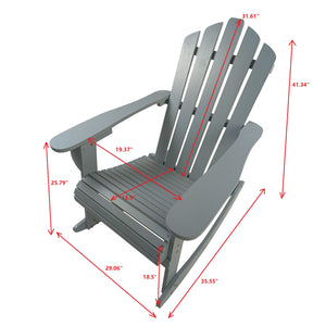 English Elm Reclining Grey Wooden Rocking Adirondack Chair - Solid Populus Wood, Wide Arms, Easy Assembly, 250lb kullanıcı W49591475