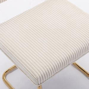 English Elm A&A Modern Beige Corduroy Dining Chairs With Gold Metal Base, Set Of 2, Chic Armless Accent Seating W114367600