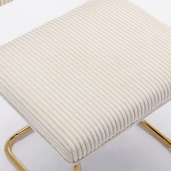 English Elm A&A Modern Beige Corduroy Dining Chairs With Gold Metal Base, Set Of 2, Chic Armless Accent Seating W114367600