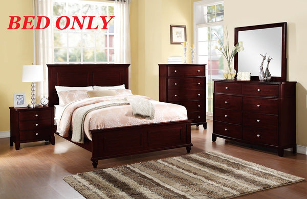 English Elm Queen Queen Size Bed Brown Cherry Finish Birch Veneer Plywood Rustic Panel Design Transitional Comfort B011S00333