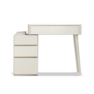 English Elm (with Stool) Solid Wood Vanity Desk White Finish Compact Bedroom Organizer Drawers W1283S00003