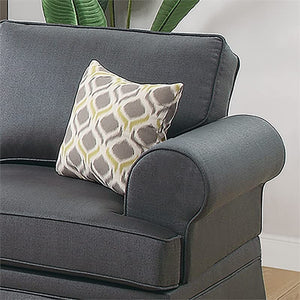 English Elm Charcoal 2-Pc Sofa & Loveseat Set with Rolled Arms, Accent Pillows, Skirt Trim, Sturdy Frame, Cozy Comfort B011S00334