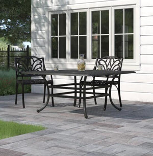 English Elm 64" Square Dining Table Antique Bronze - 64" Aluminum Outdoor Table Seats 8, Lattice Top & Umbrella Hole B01051459