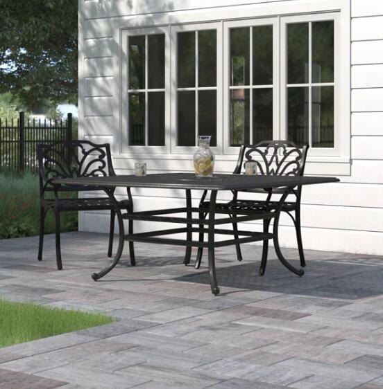 English Elm 64" Square Dining Table Antique Bronze - 64" Aluminum Outdoor Table Seats 8, Lattice Top & Umbrella Hole B01051459